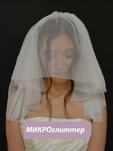 Фата двухуровневая с мелким глиттером, короткая 50 см &mdash; Мечта Принцессы
